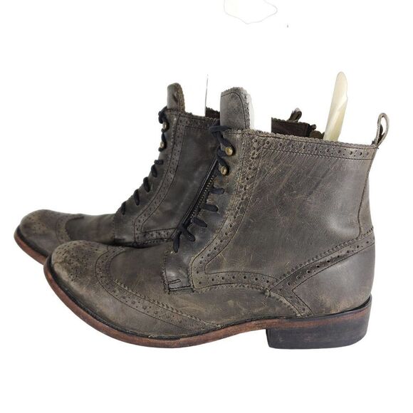 Freebird By Steven Men's BROOM Bradford US9 Brown Leather Distress Combat Boots - Picture 2 of 12